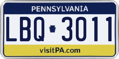 PA license plate LBQ3011