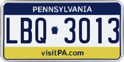 PA license plate LBQ3013