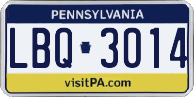 PA license plate LBQ3014