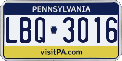 PA license plate LBQ3016
