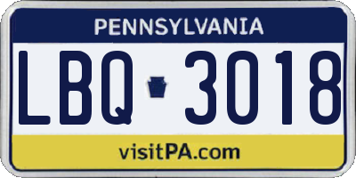 PA license plate LBQ3018