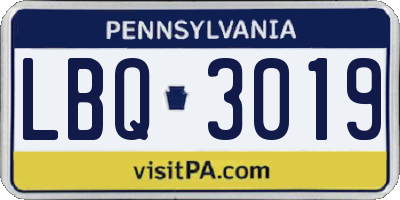 PA license plate LBQ3019