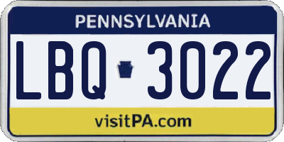 PA license plate LBQ3022