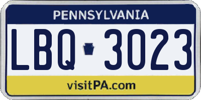 PA license plate LBQ3023