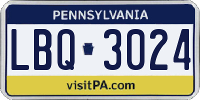 PA license plate LBQ3024