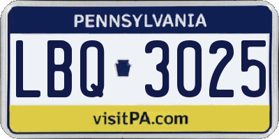 PA license plate LBQ3025