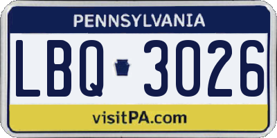 PA license plate LBQ3026