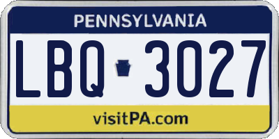 PA license plate LBQ3027