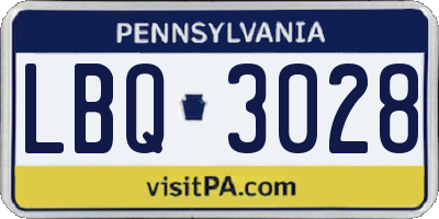 PA license plate LBQ3028