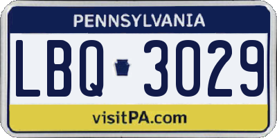 PA license plate LBQ3029