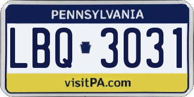 PA license plate LBQ3031