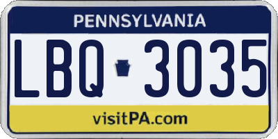 PA license plate LBQ3035