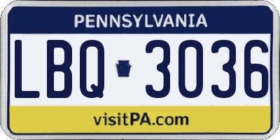 PA license plate LBQ3036