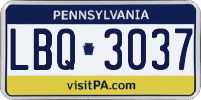 PA license plate LBQ3037