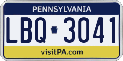 PA license plate LBQ3041