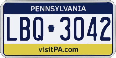 PA license plate LBQ3042