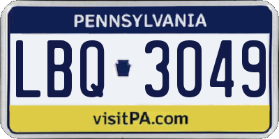 PA license plate LBQ3049