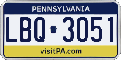 PA license plate LBQ3051