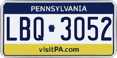 PA license plate LBQ3052