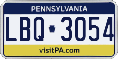 PA license plate LBQ3054