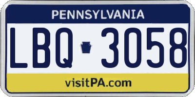PA license plate LBQ3058