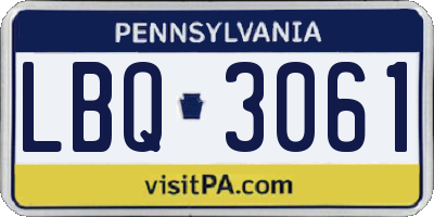 PA license plate LBQ3061