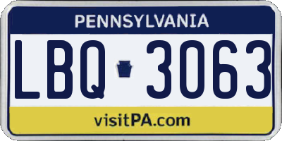 PA license plate LBQ3063