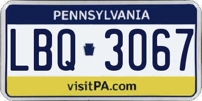PA license plate LBQ3067
