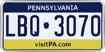 PA license plate LBQ3070