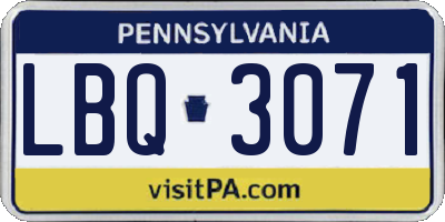 PA license plate LBQ3071