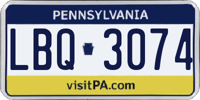PA license plate LBQ3074