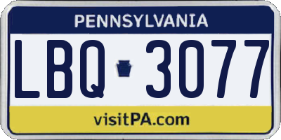 PA license plate LBQ3077