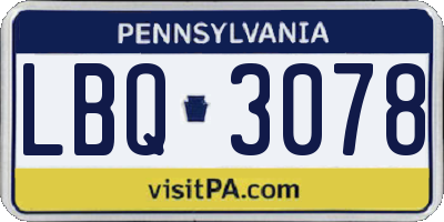 PA license plate LBQ3078
