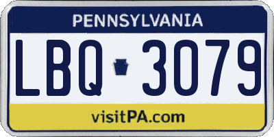 PA license plate LBQ3079