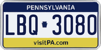 PA license plate LBQ3080
