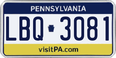 PA license plate LBQ3081