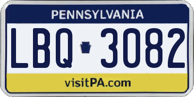 PA license plate LBQ3082