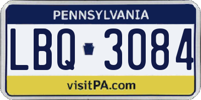PA license plate LBQ3084