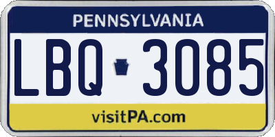 PA license plate LBQ3085