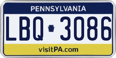 PA license plate LBQ3086