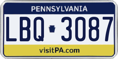 PA license plate LBQ3087