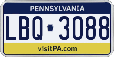 PA license plate LBQ3088