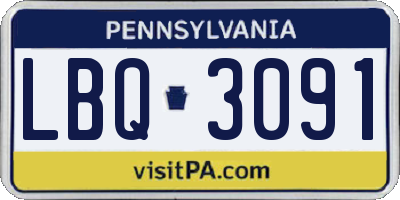 PA license plate LBQ3091