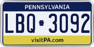 PA license plate LBQ3092