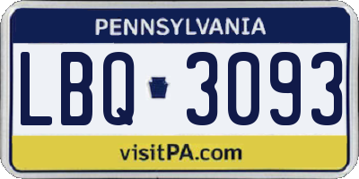 PA license plate LBQ3093