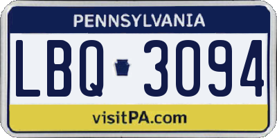 PA license plate LBQ3094