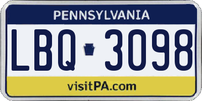 PA license plate LBQ3098