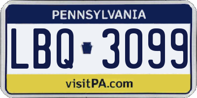 PA license plate LBQ3099