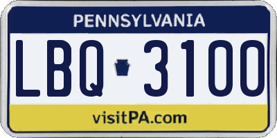 PA license plate LBQ3100