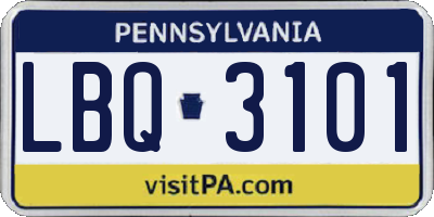 PA license plate LBQ3101